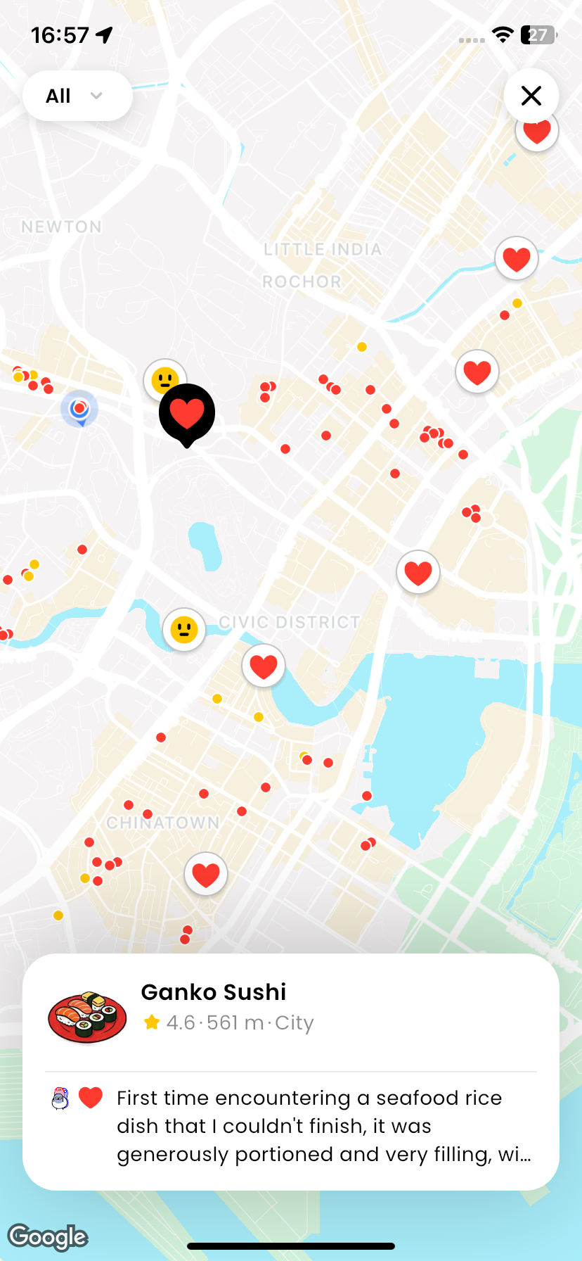 Marks on a regional map