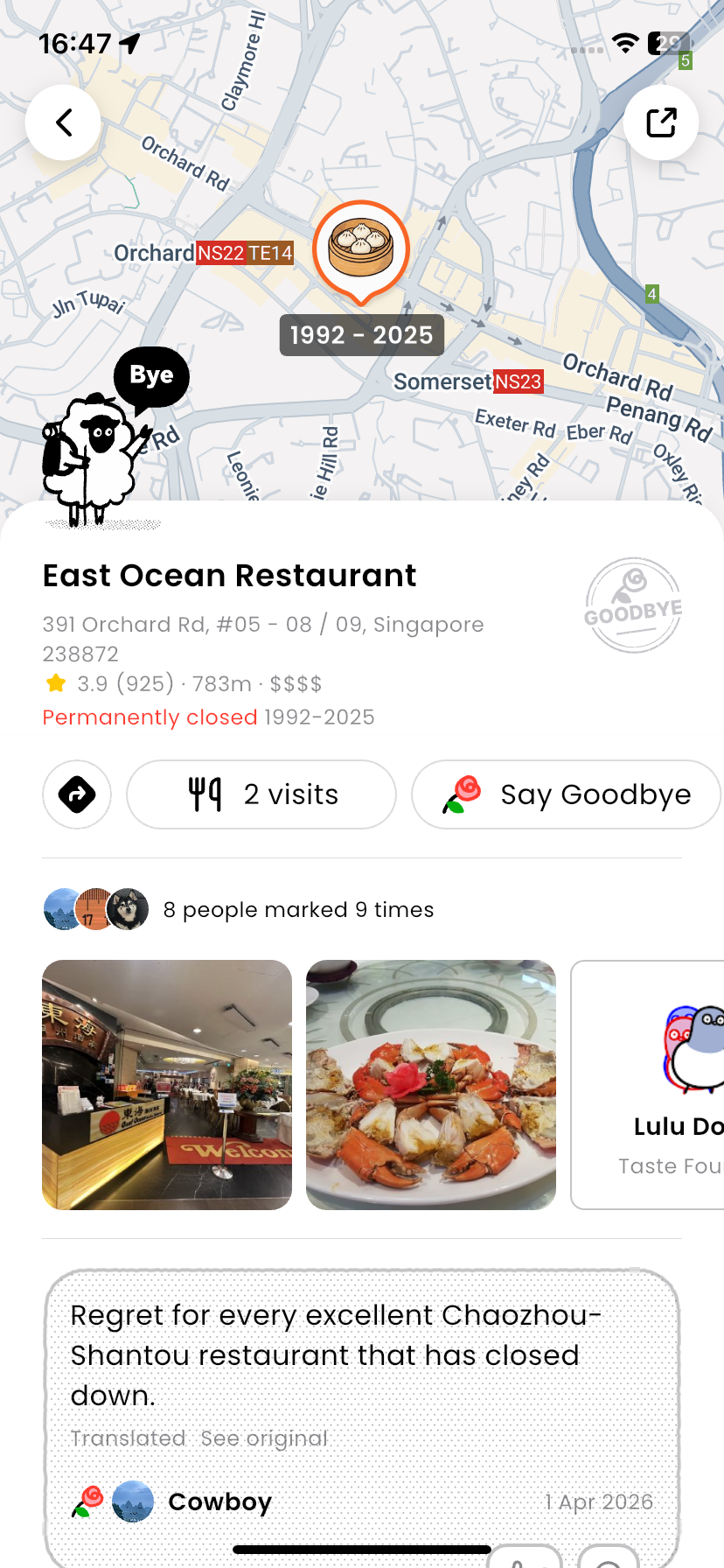 Say goodbye to a closed restaurant