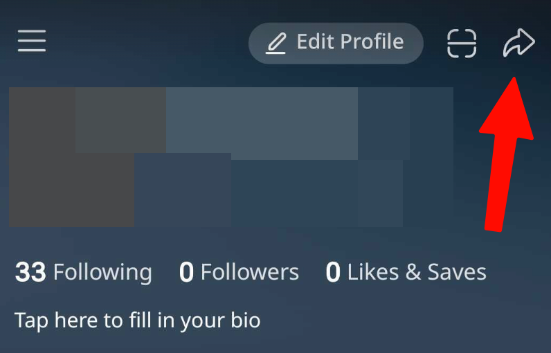 Rednote profile screen with Share in the top right